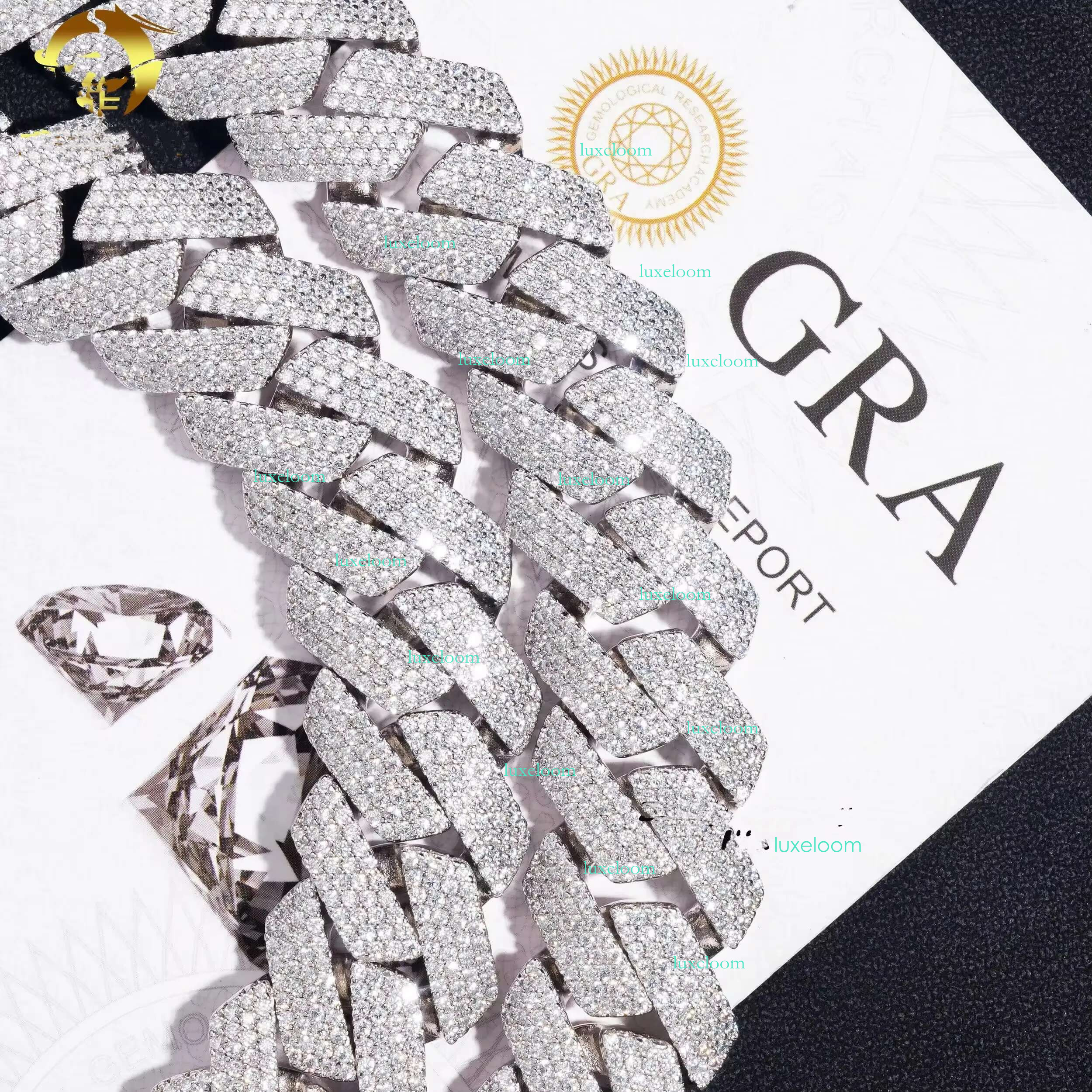 Cuban k Necklace 3 Row Moissanite 20MM W Gold Chains for Men Prong Chocker S Personalize Iced Out Chain Hip Hop Designer Jewelry