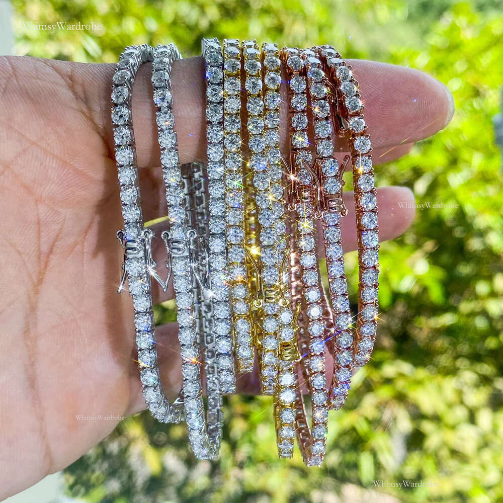 Ready to Ship DEF VVS Dia Chain Hip Hop Sterg Sier Iced Out Moissanite Tennis Bracelet Jewelry