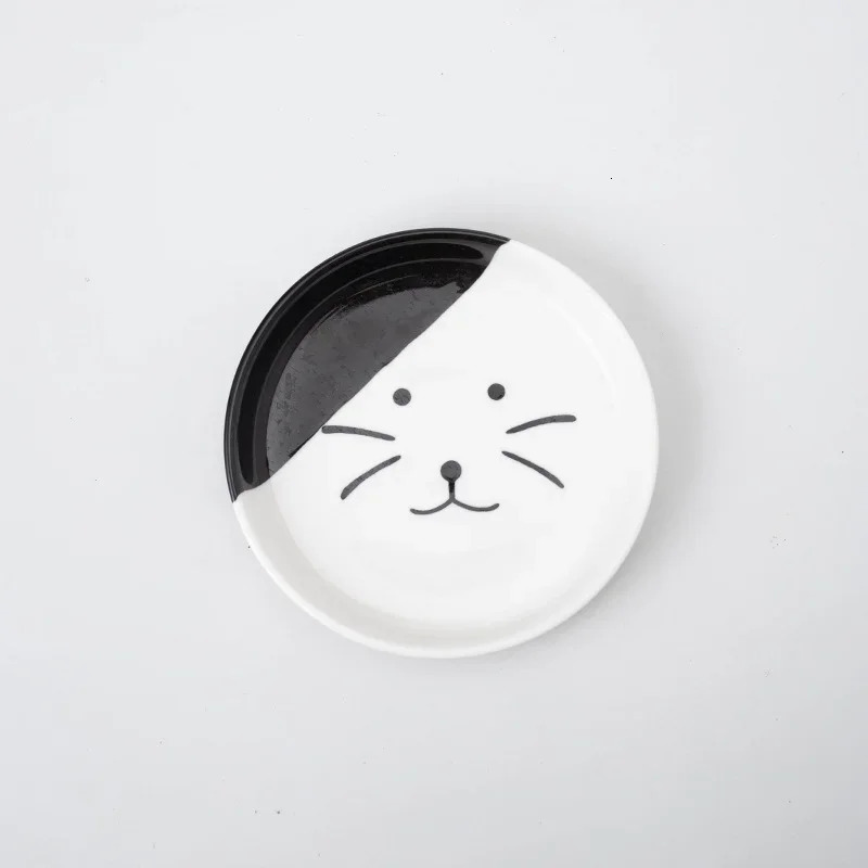 Cat bowl ceramic high footed cup neck protective food bowl shallow mouth large caliber pet food bowl 250403