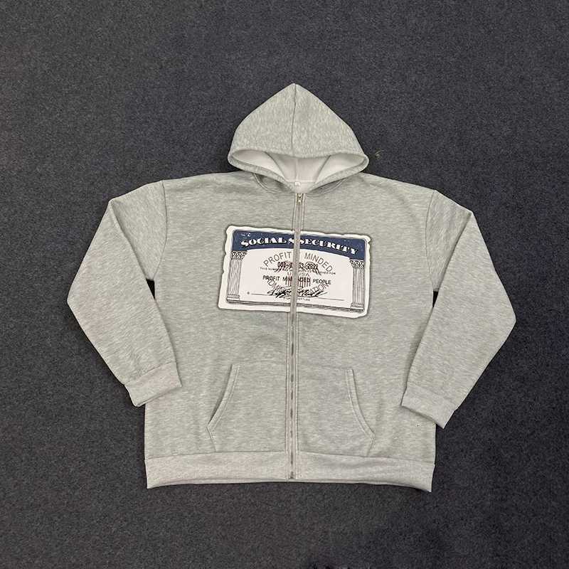 Autumn American Style Hoodie Cool Zipper Printed Banknote Pattern Sports Casual Loose Cardigan Jacket W251106