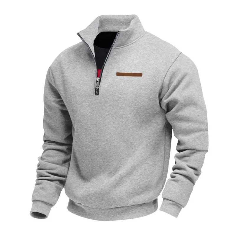 American Autumn Winter Heavy Fleece Long-sleeved Mens Sweatshirt Half Zipper Loose Stand-up Collar Pullover Mens Sweatshirt W251106