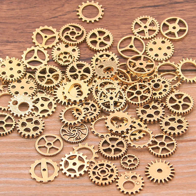 60 pieces of 10 color small 815mm mixed alloy mechanical steam punk gears and gear Diy accessories 250325