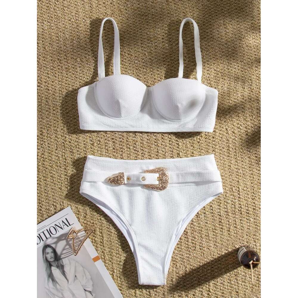 Sexy Push Up Underwire Swimwear Women Solid White Black Padded Buckle One Piece Swimsuit Beach Bathing Suit Bodysuit Monokini