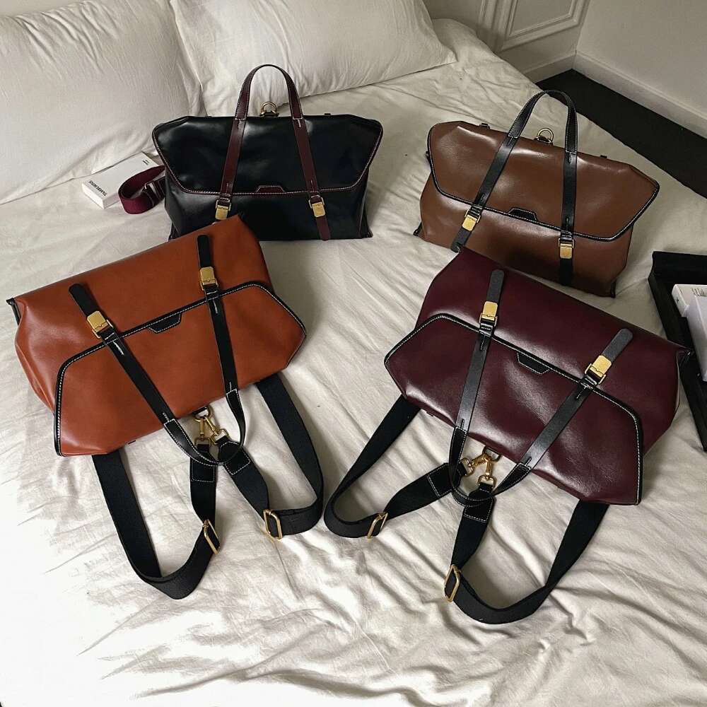 Motingsome Frist Layer Cowskin Woman Handbag And Backpack Retro School Style Tote Lady Thick Genuine Leather Bag