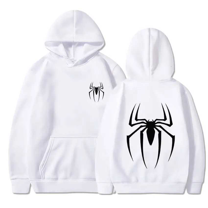 Mens Y2K Spider Print Hooded Streetwear Retro Clothing Loose Hip Hop Quirky Punk Sweatshirt Fashion Couple Sports Sweater W251106