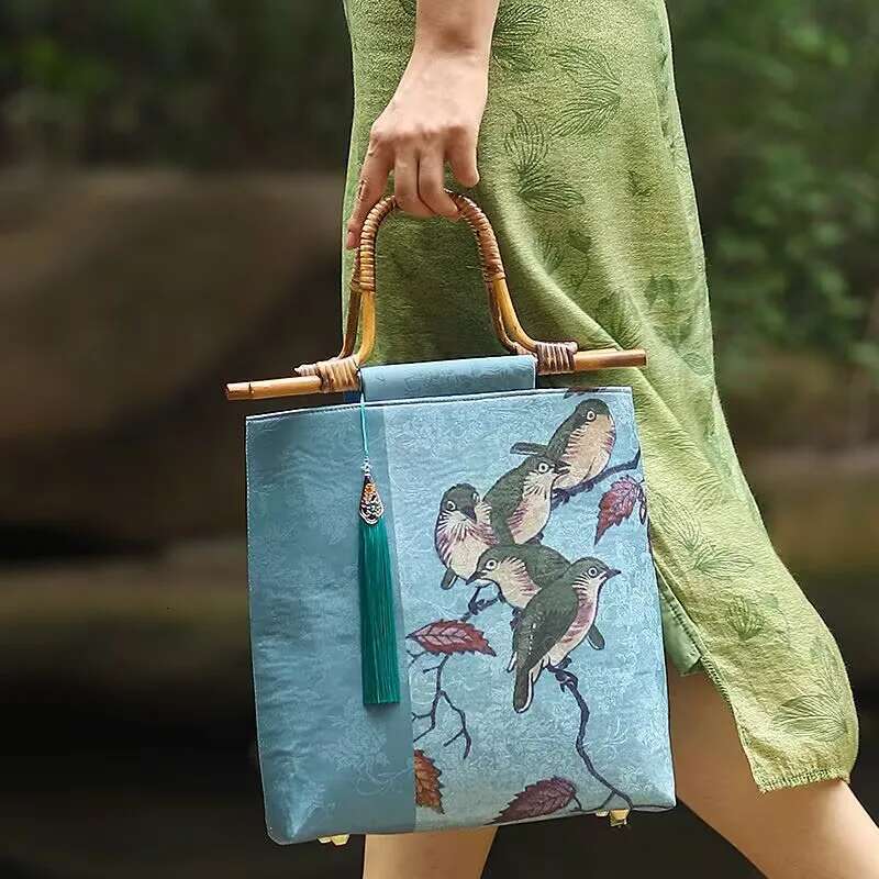 Retro Bamboo Cheongsam Handbags New Chinese Ancient Hanfu Style Women's Bag Top-Handle Bags