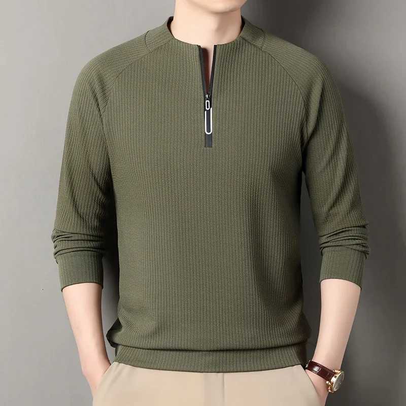 Autumn and Winter Mens Velvet Hoodie Long Sleeve Zipper T-shirt Solid Color Fashion Casual Versatile Top W251106