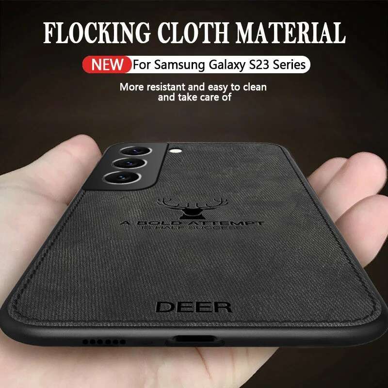 Slim Fabric Skin Deer Case For Samsung Galaxy S23 FE S22 S21 S24 Ultra A15 A25 A35 A55 A34 A52 A54 5G Hard Back Cover