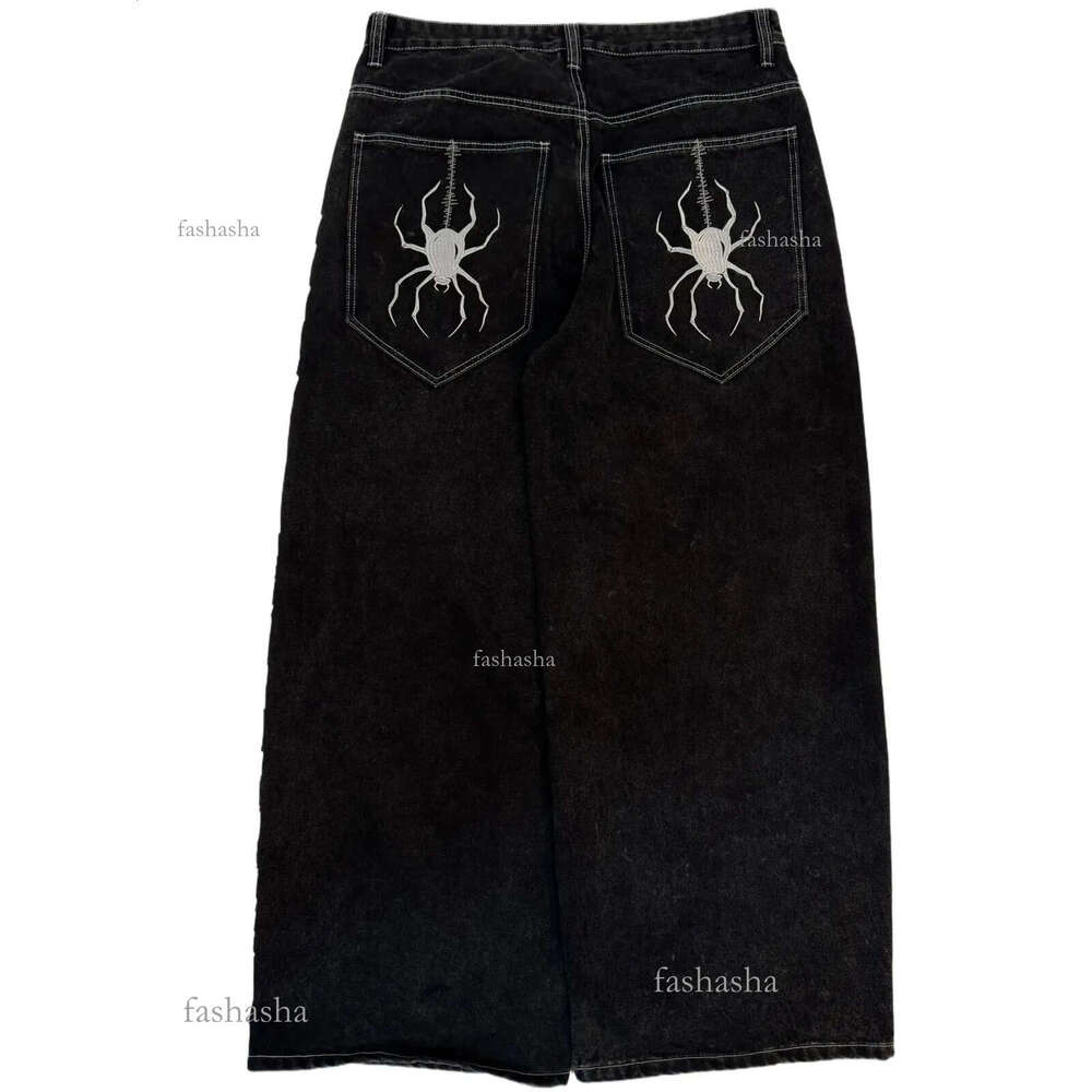 Hip Hop Gloe Baggy jeans mens retro streetwear slow 2000s High Street Y2K jeans wide leg pants spider denim mens clothing 240920