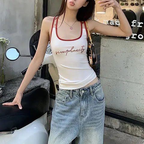 Fashion splicing printing summer sleeveless vest womens heavy industrial mesh punk cotton Y2k tank crop top 250402