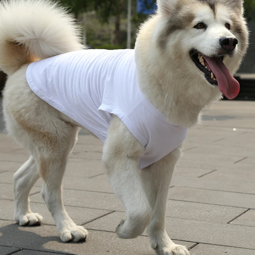 Oversized Sleeveless T-Shirt Big Dog Clothes Summer Cool Breathable Pet Clothes Pure Cotton Plain Vest Large Dog Pet Supplies 250402