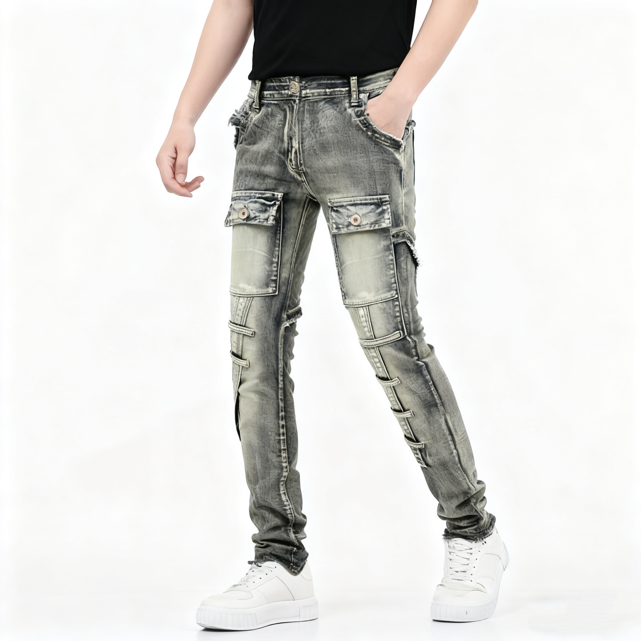 Men's Jeans Y2K Fashion Washed American Jeans slim fit jeans Straight Retro Style Spring Autumn Hip Hop Casual Denim Trousers designer for mens S