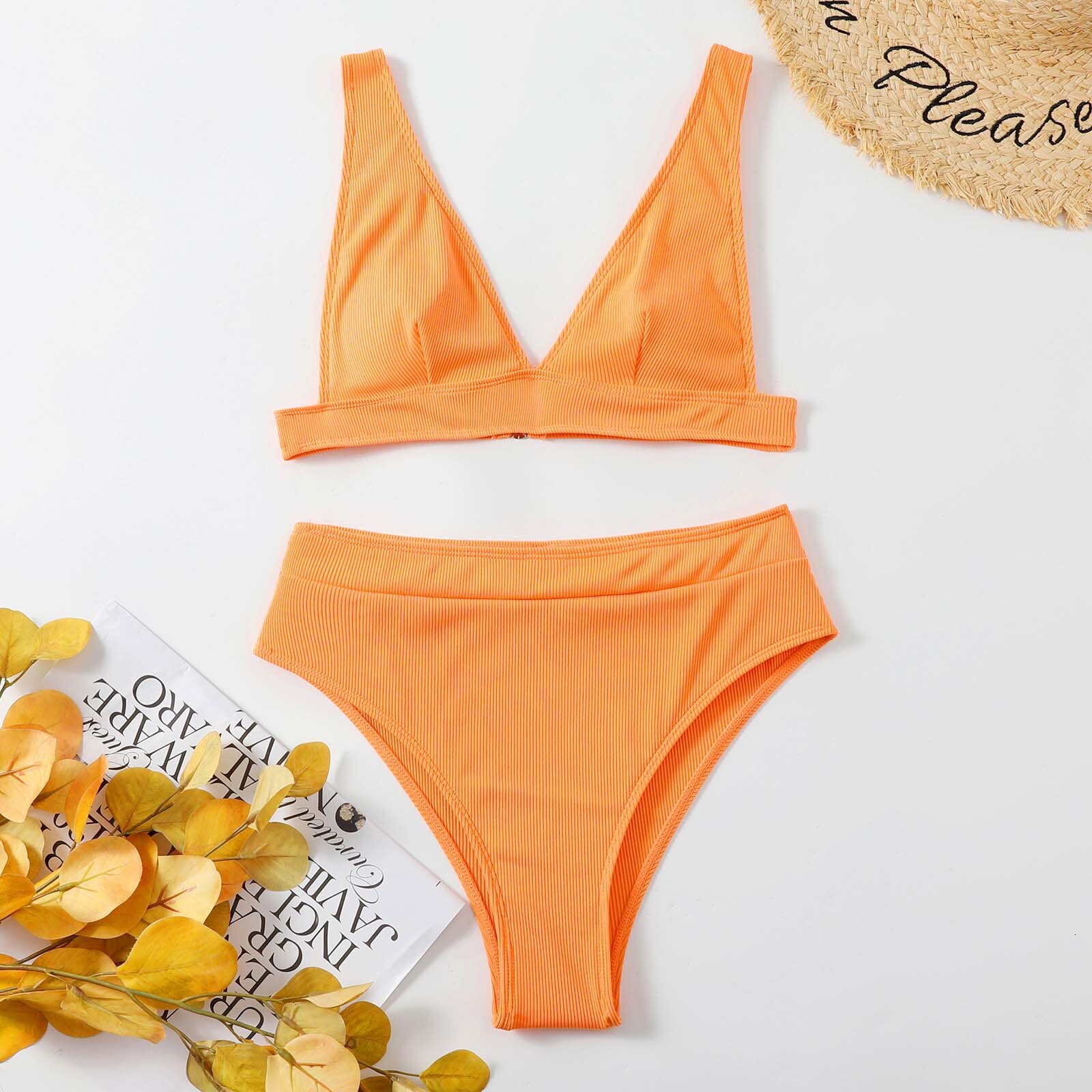 2025 Solid Split Triangle Sexy Women's Multi Color Small Pit Strip Fabric Beach Bikini Swimsuit