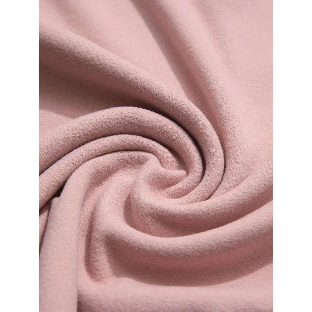 Pink Embroidery Warm Long Sleeved T-Shirt Top For Fall Clothes Women Base Office Lady Shirt