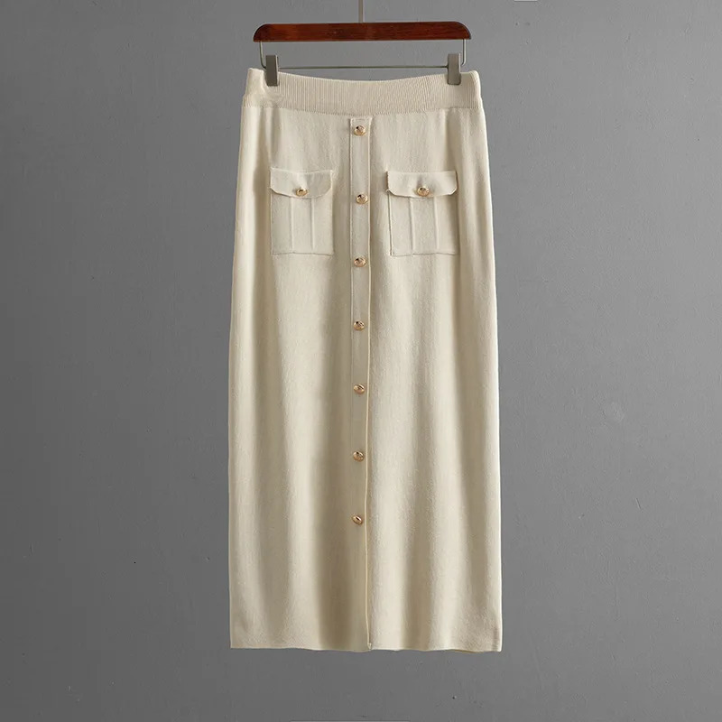 Autumn Winter Polo Collar Fashionable Temperament Set Womens Sweater Cardigan Top Knitted Casual Skirt Twopiece 251105