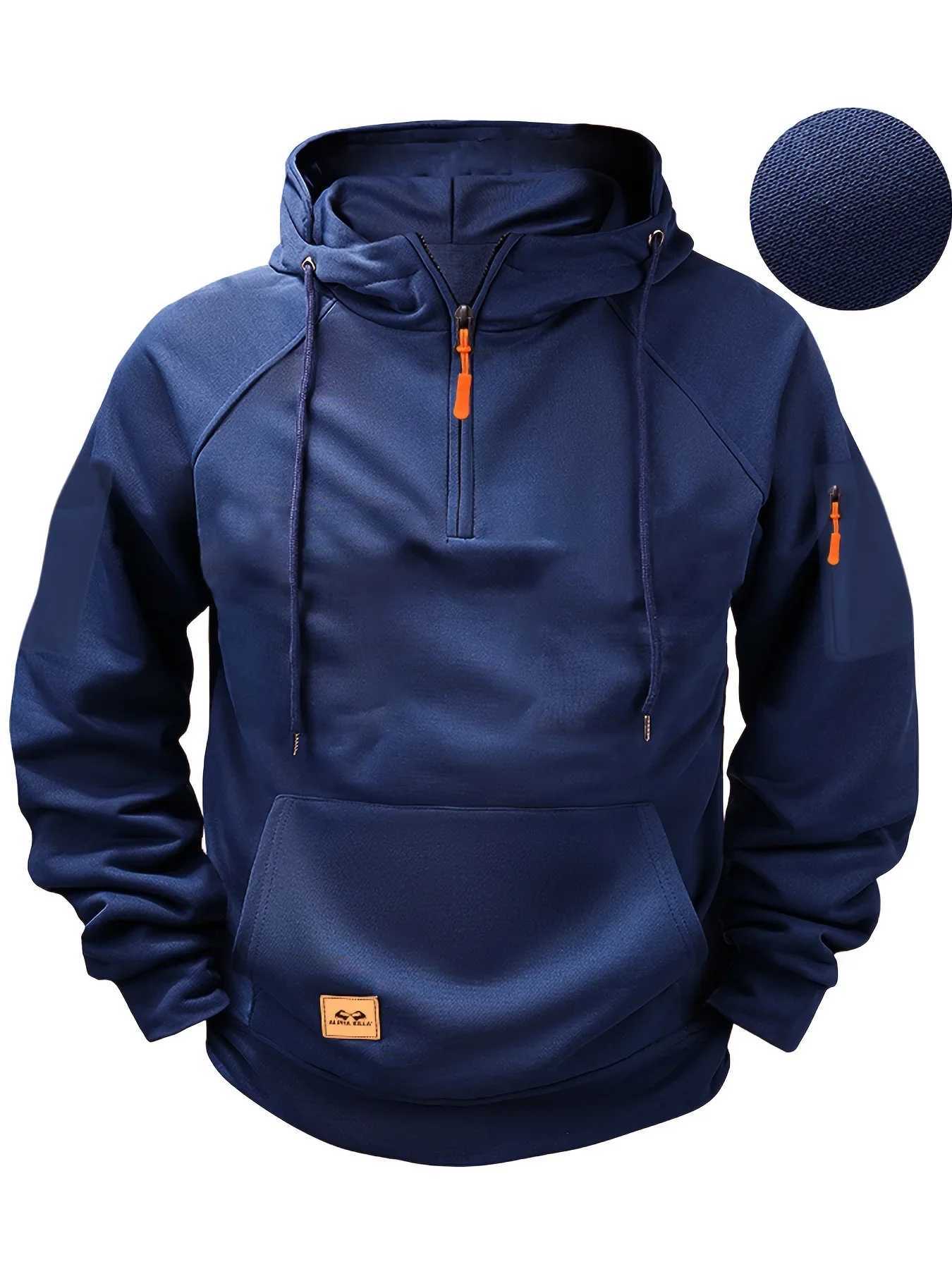 Mens Fashion Casual Sports Hoodie Autumn Winter Pullover Hooded Sweatshirt Multi Zipper Arm Pocket New Sportswear for Men W251106