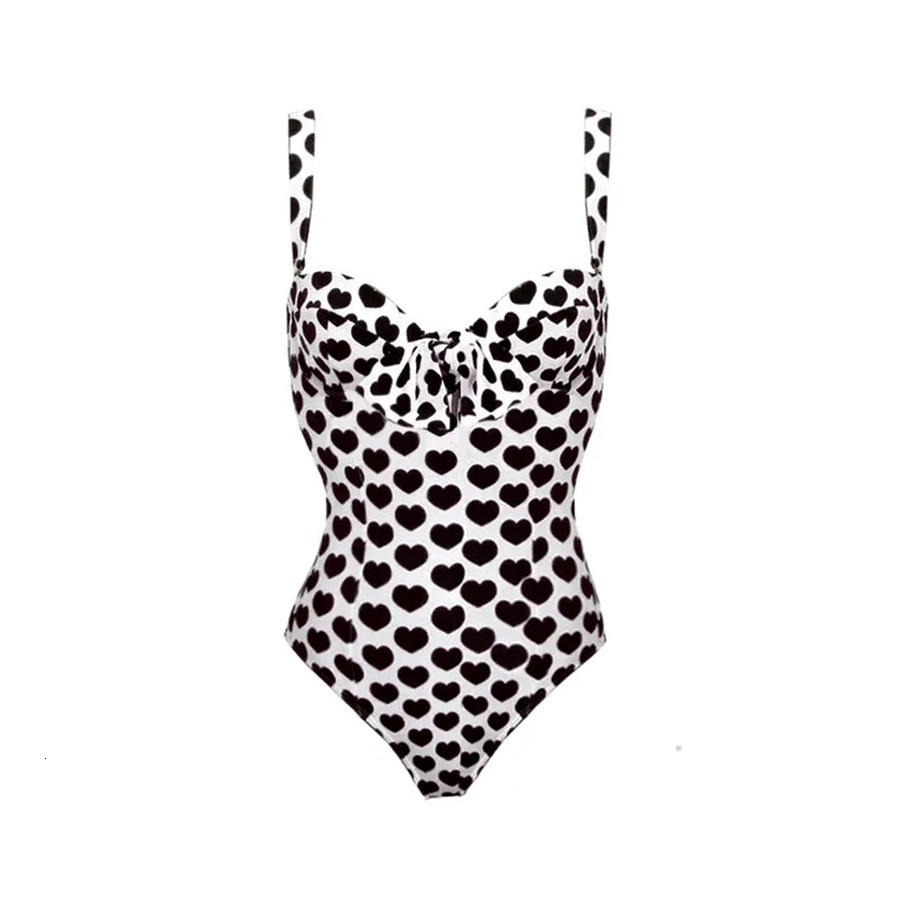 2025 new one-piece swimsuit women's love printed beach skirt set