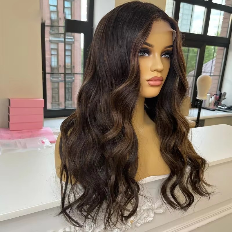 Loose deep Wave brazilian hair Full Lace human hair Wigs for Women burnette hd Lace Frontal Wig Brown LowLights Glueless Pre Plucked hd transparent la