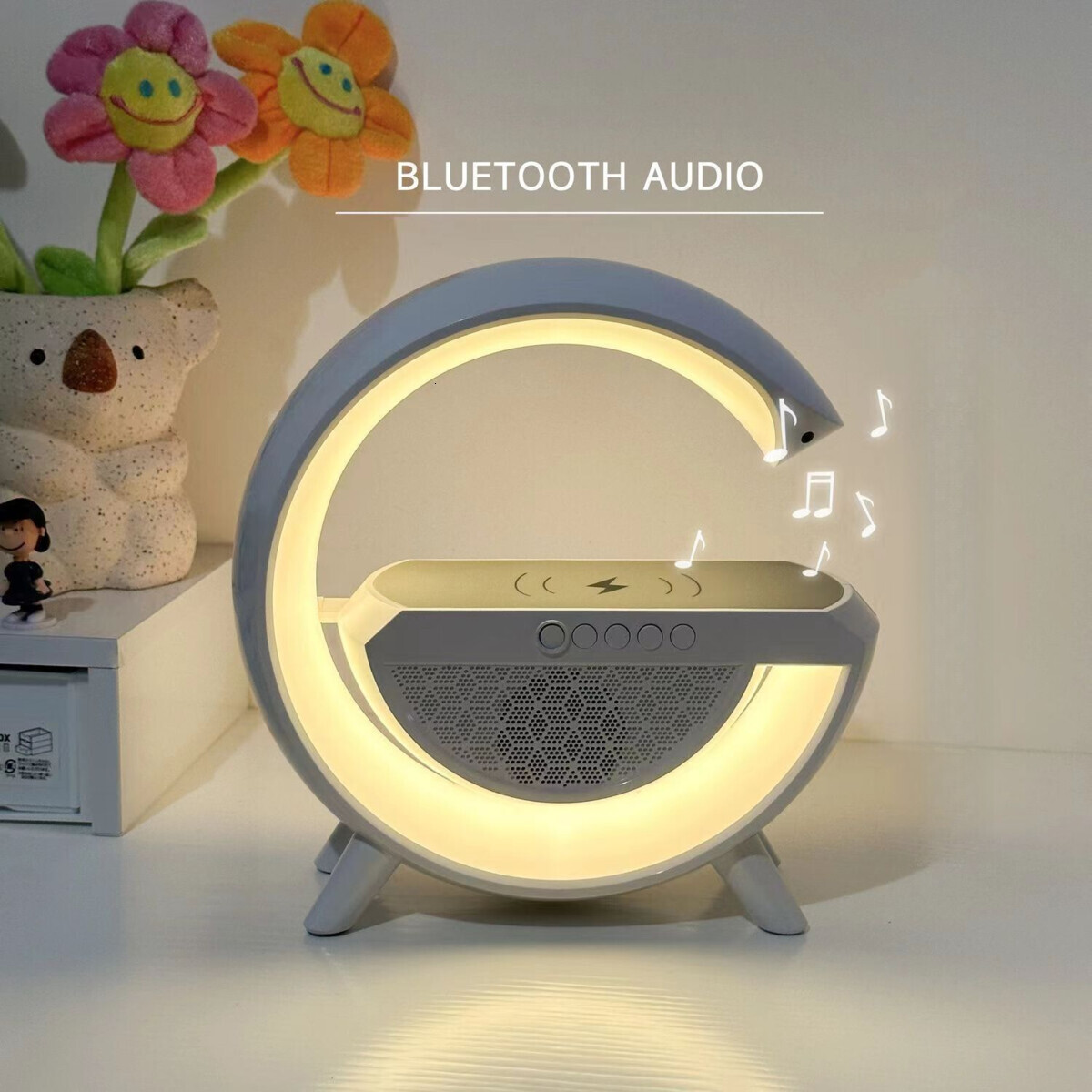 New Big G 3401 Bluetooth Wireless Charging Speaker Atmosphere Light Alarm Clock Multi functional
