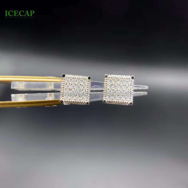 New Arrivals Fine Jewelry Bling Luxury 925 Sterling Silver Iced Out D VVS1 Moissanite Diamonds Hiphop Mens Stud Earrings