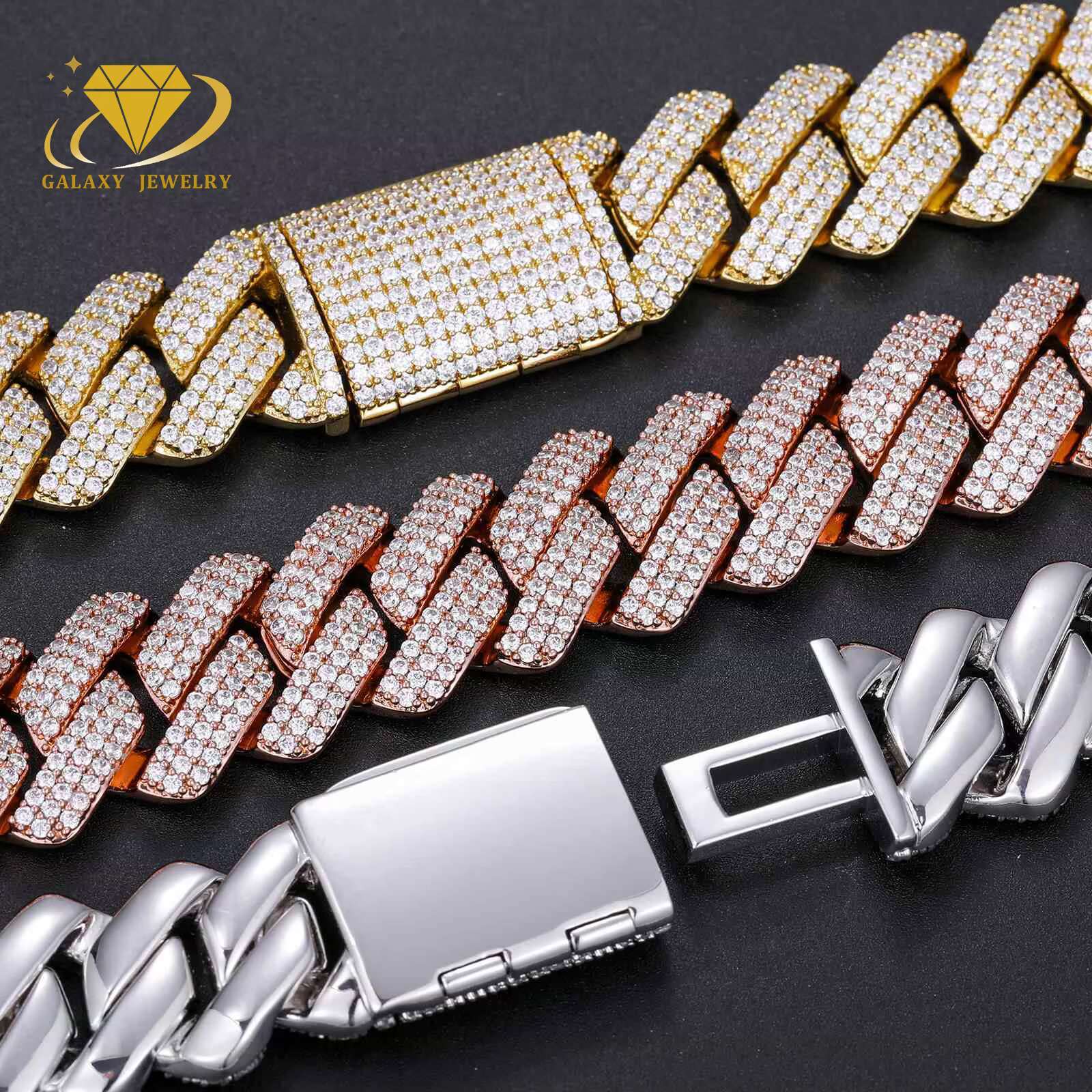 Wholesale Hip Hop Necklace 6mm 8mm 10mm 12mm 14mm Vvs Diamond Bracelet 925 Silver Iced Out Cuban Link Moissanite Chain