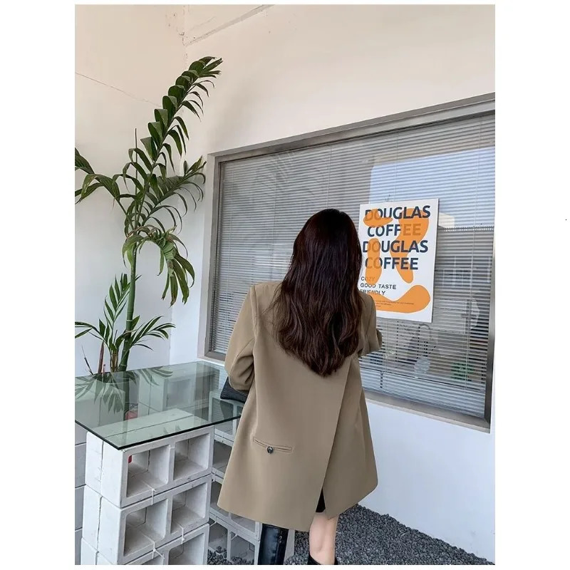 black sports jacket womens spring and autumn long sleeved set Korean fashion loose office womens clothing jacket streetwear buttons 250402