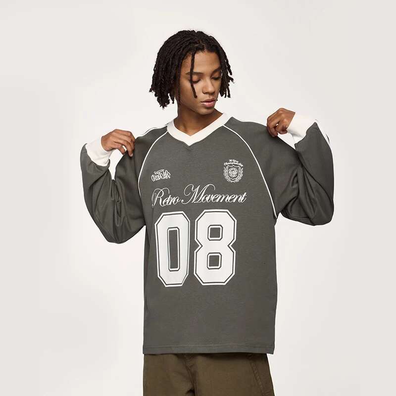 Grahpic Football Jersey Men Loose Fit Long-Sleeved Tshirts Sportswear