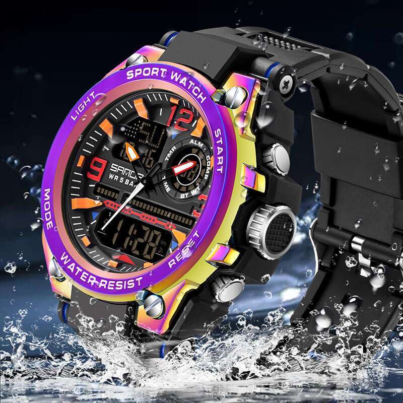 DHwatches Sanda New Multifunctional Electronic Watch Trendy Fashion Waterproof Sports Ins Style for Men and Women Students