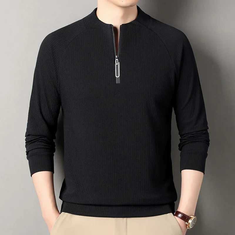 Autumn and Winter Mens Velvet Hoodie Long Sleeve Zipper T-shirt Solid Color Fashion Casual Versatile Top W251106