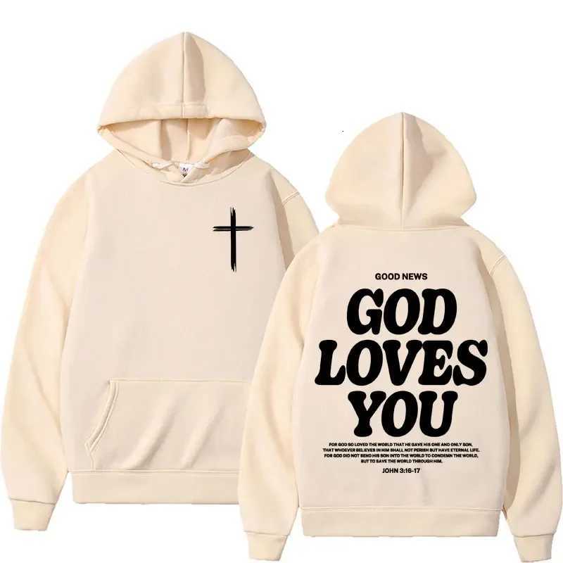 Harajuku Aesthetic Christian Jesus Church Hoodie Bible Verse God Loves You Hooded Mens Women Vintage Sweatshirts Streetwear Y2K W251106
