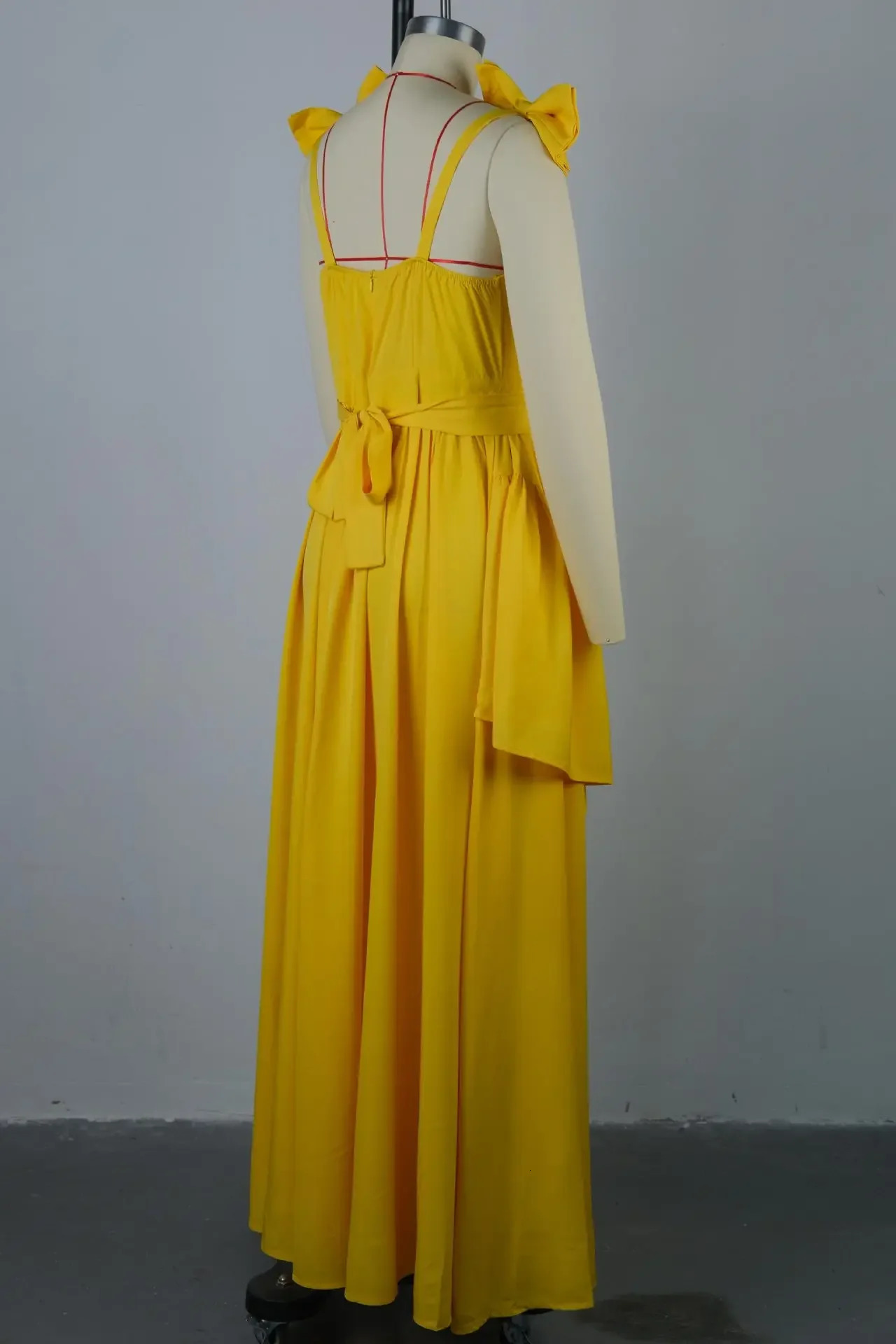 CM. YAYA Womens Sleeveless Shoulder Straps Bow Fold Edge length Long Dress Holiday Beach Birthday Night Sexy Girl Party Dress Vestitos 250402