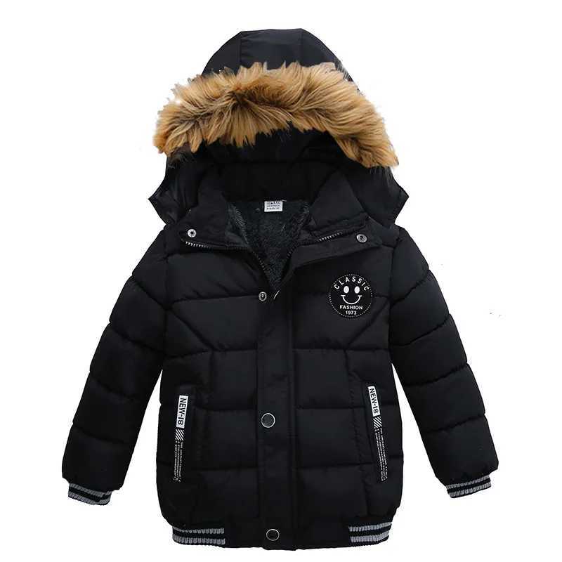2025 Winter Children Warm Clothing Boys Down Jacket Baby Polyester Fiber Hooded Coat Thicken Outerwear Kids Solid Color ParkaT251106