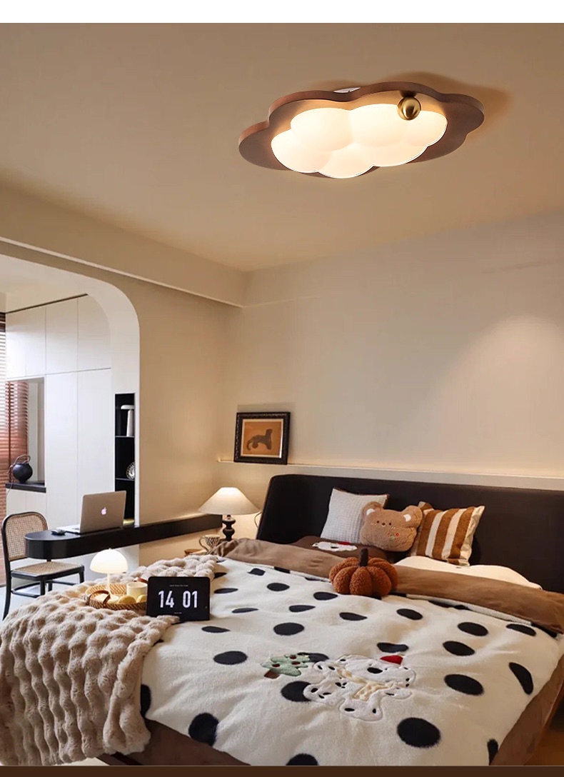 Vintage Creamy Ceiling Lights Fixture American Retro Clouds Ceiling Lamps Romantic Bedroom Children Room Lamp Antique Home Indoor Lighting Eye Protect