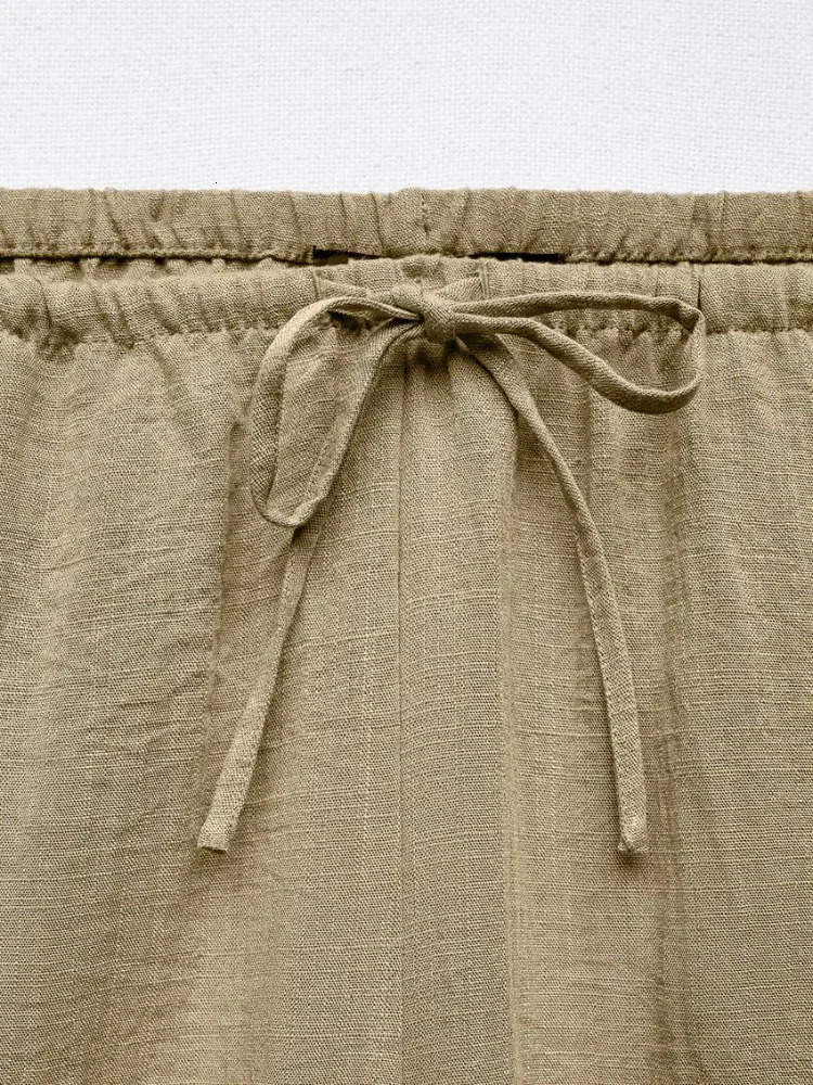 ZBZA womens textured lace top pants set lapel long sleeved shirt stretch elastic loose wide leg fashionable clothing 250403