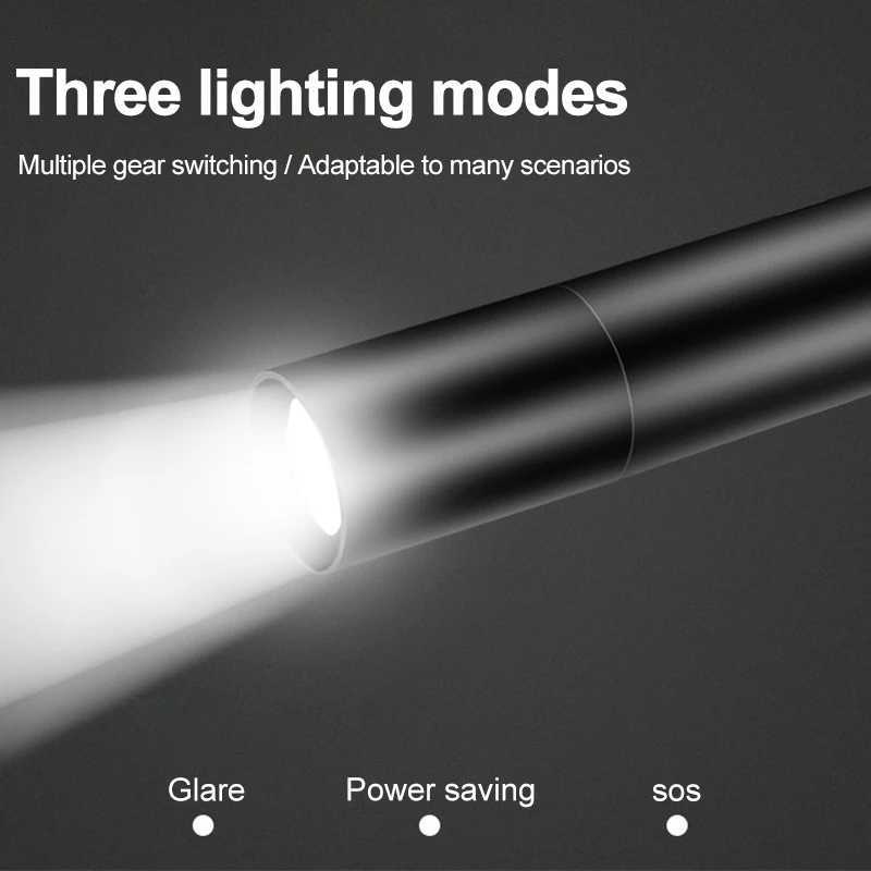 Mini LED Torch Strong Light Flashlight Multi-Purpose Portable Self Defense Flashlight Powerful Light Torch With Usb ChargingW251106