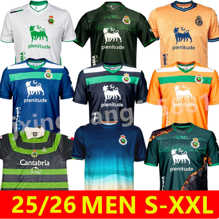 2025 2026 Racing de Santander Soccer Jerseys ALDASORO POL MORENO INIGO VICENTE ARANA CEDRIC CAMUS SULEIMAN ARTURO 25 26 Mens Home Away Football Shirt 99 00 Retro away