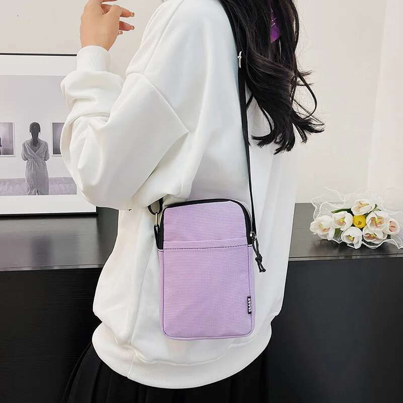 2025 Simple Trendy aron Solid Color Shoulder Crossbody Canvas Bag Versatile Fashion Zero Wallet Samll Square Phone Bags for Girls