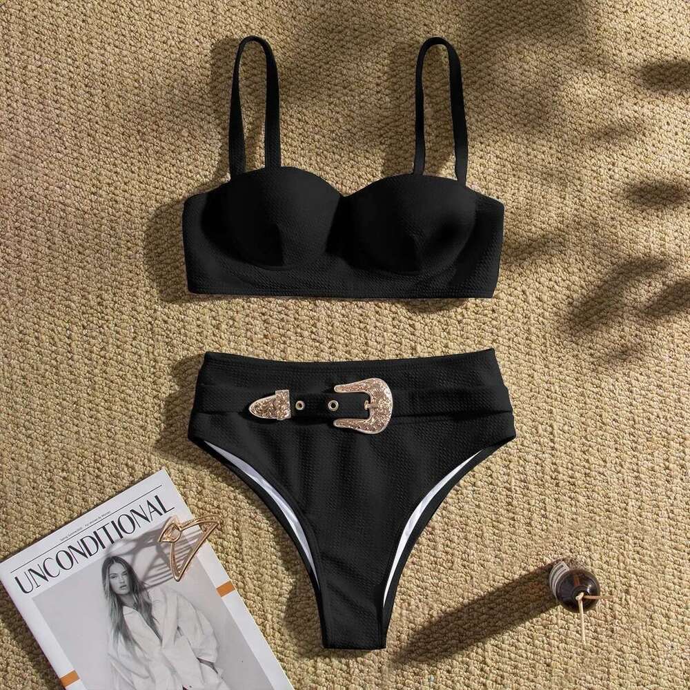 Sexy Push Up Underwire Swimwear Women Solid White Black Padded Buckle One Piece Swimsuit Beach Bathing Suit Bodysuit Monokini