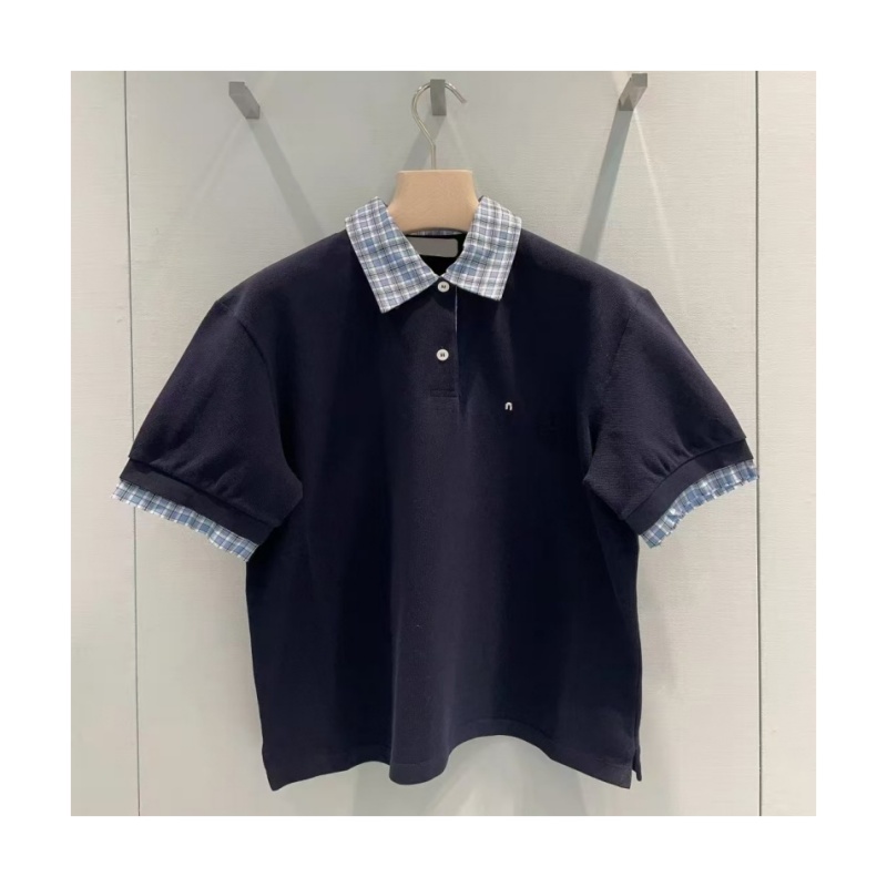 designer t shirt womens polo tshirts maillard contrasting striped coffee short sleeved top woman classic versatile casual short sleeved woman tee shirts top