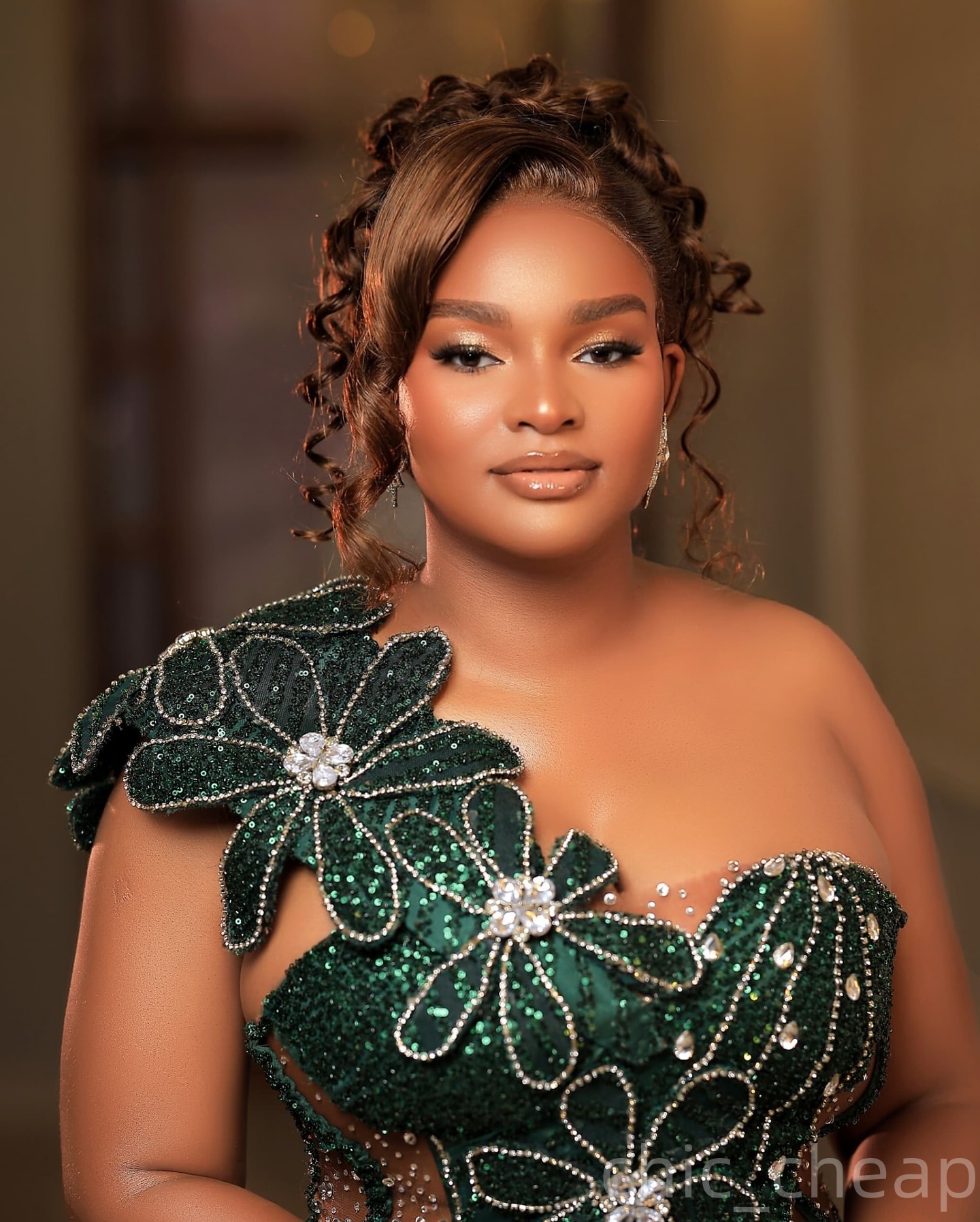 Mermaid Dark Green Prom Dresses 2026 Flowers Crystals One Shoulder Evening Formal Party Second Birthday Engagement Gowns Plus Size Dress For Special O