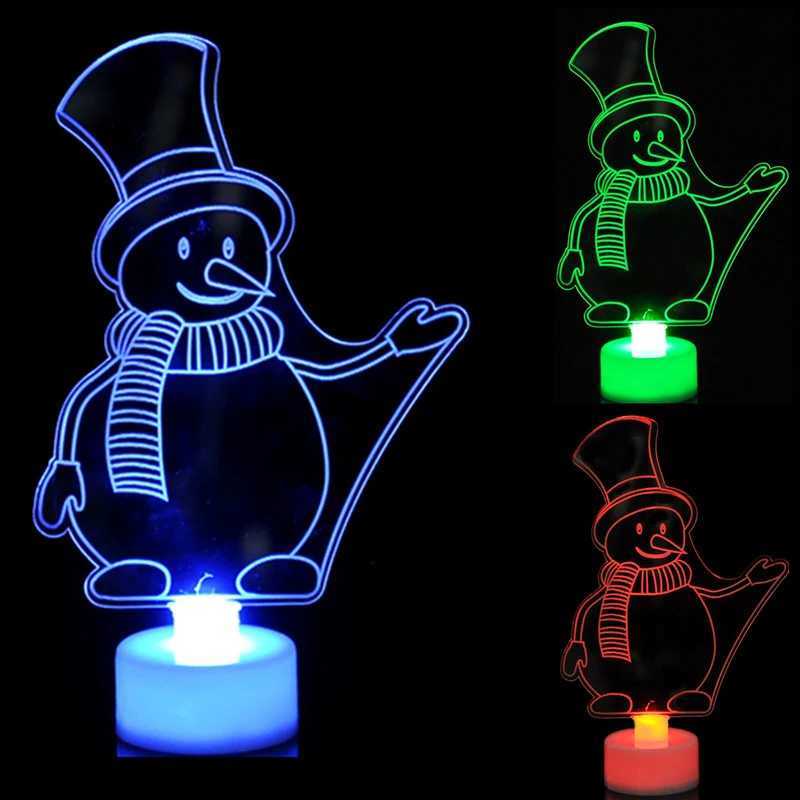 LED Mini Night Lights Colorful Flashing Lights Snowman Lamp Christmas Ornament Birthday Party New Years Decor Festive Lighting W251107