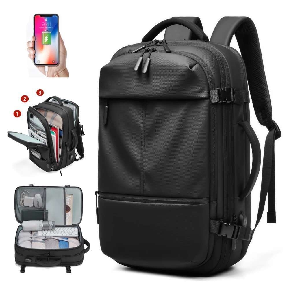 XOKY Travel Men Business Expandable USB Bag Large Capacity 17.3 Laptop Waterproof Fashion Backpack 2303