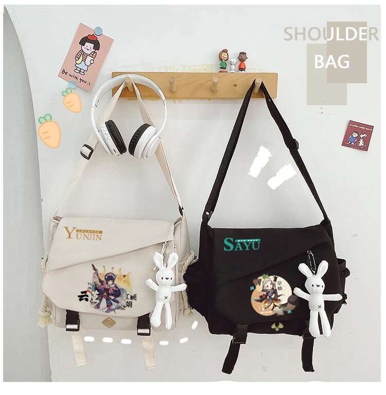 Genshin Impact Anime Handbag Shoulder Casual Zipper Cross Body Tote School Book Students Messenger Bag