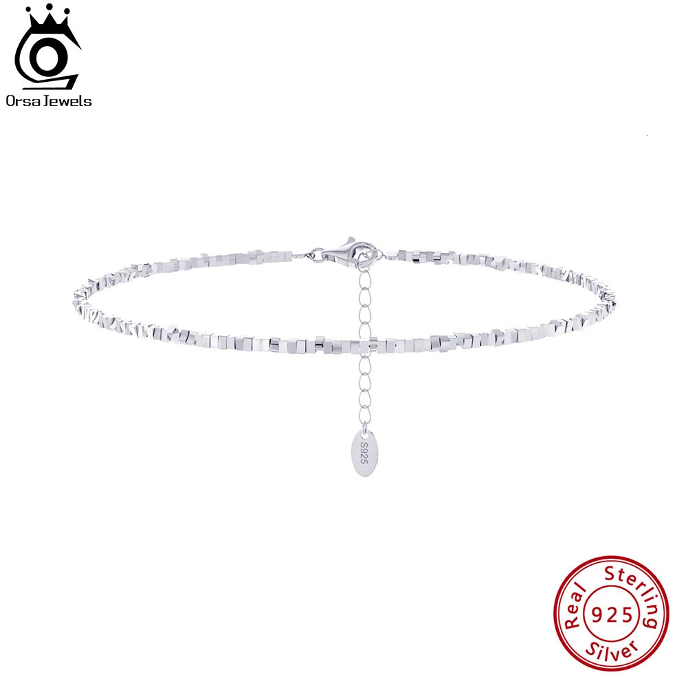 ORSA JEWELS Simple 925 Sterling Silver Charm Foot Chain Anklets For Women Gift Minimalist Beach Sexy Anklet Fine Jewelry SA57 250403