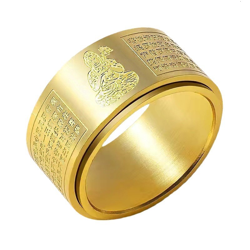 Twelve zodiac guardian deity titanium steel transport protective ring for both men and women