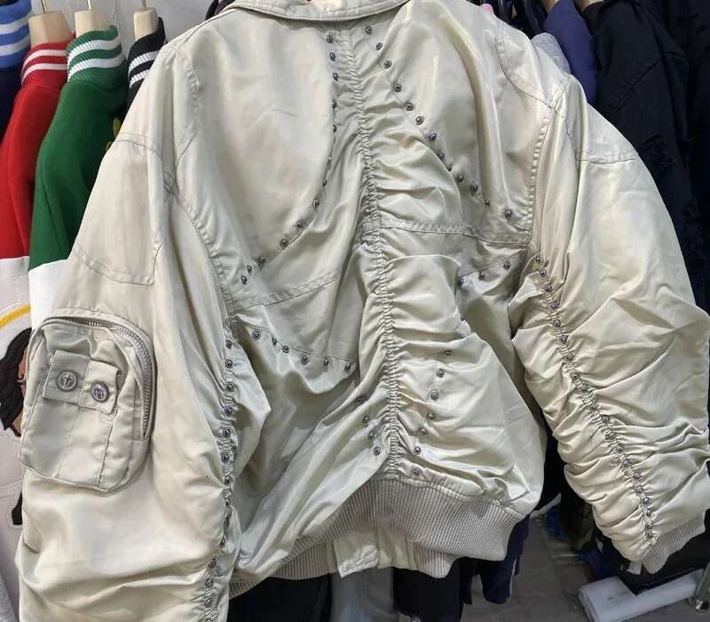 Winter Thug Club Star Moon Back Rivet Metal Zipper Bomber Flight Jackets Multi Pockets Men Women Thick Cotton Casual Jacket