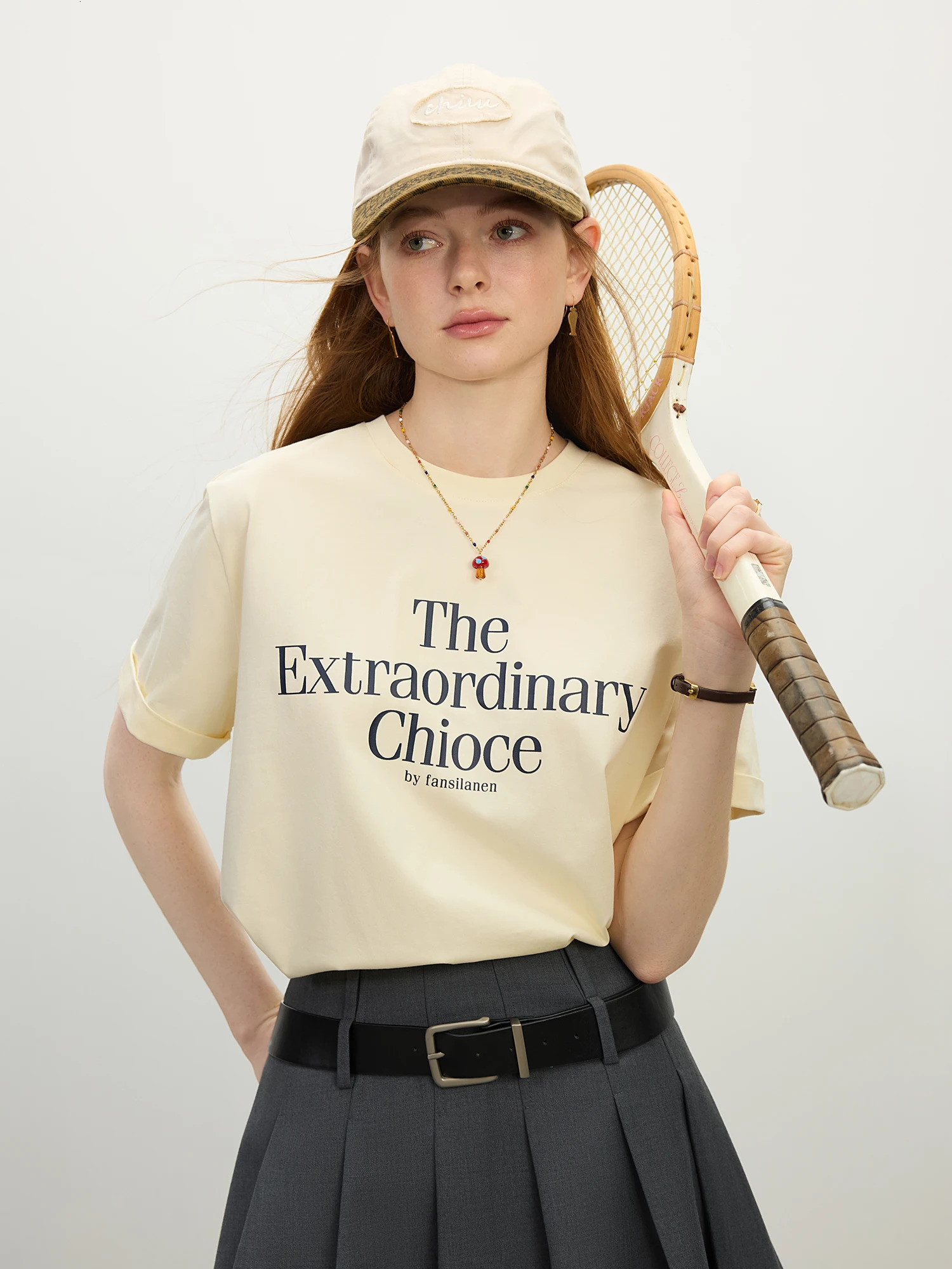 FSLE round neck casual full matching letter womens short sleeved Tshirt summer vacation season fashionable top 25FS12211 250407