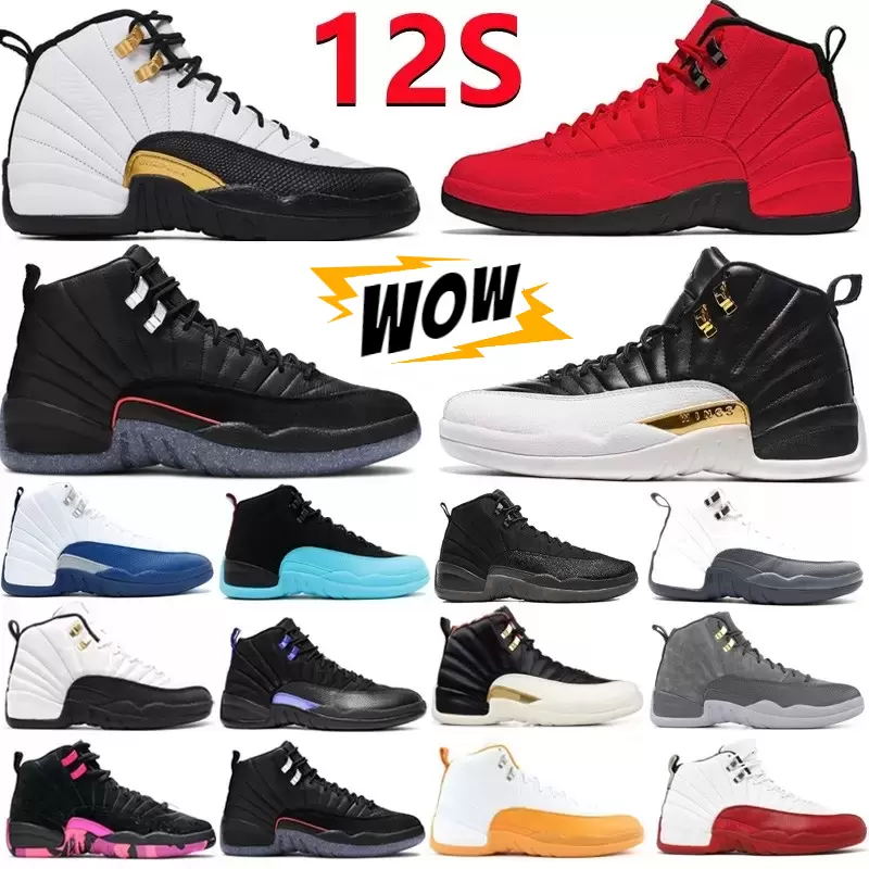 Designer 12s Mens Basketball Shoes Red Taxi Playoffs Fieled Purple Brilliant Orange Wolf Grey Flu Game Royalty Sports Sneakers