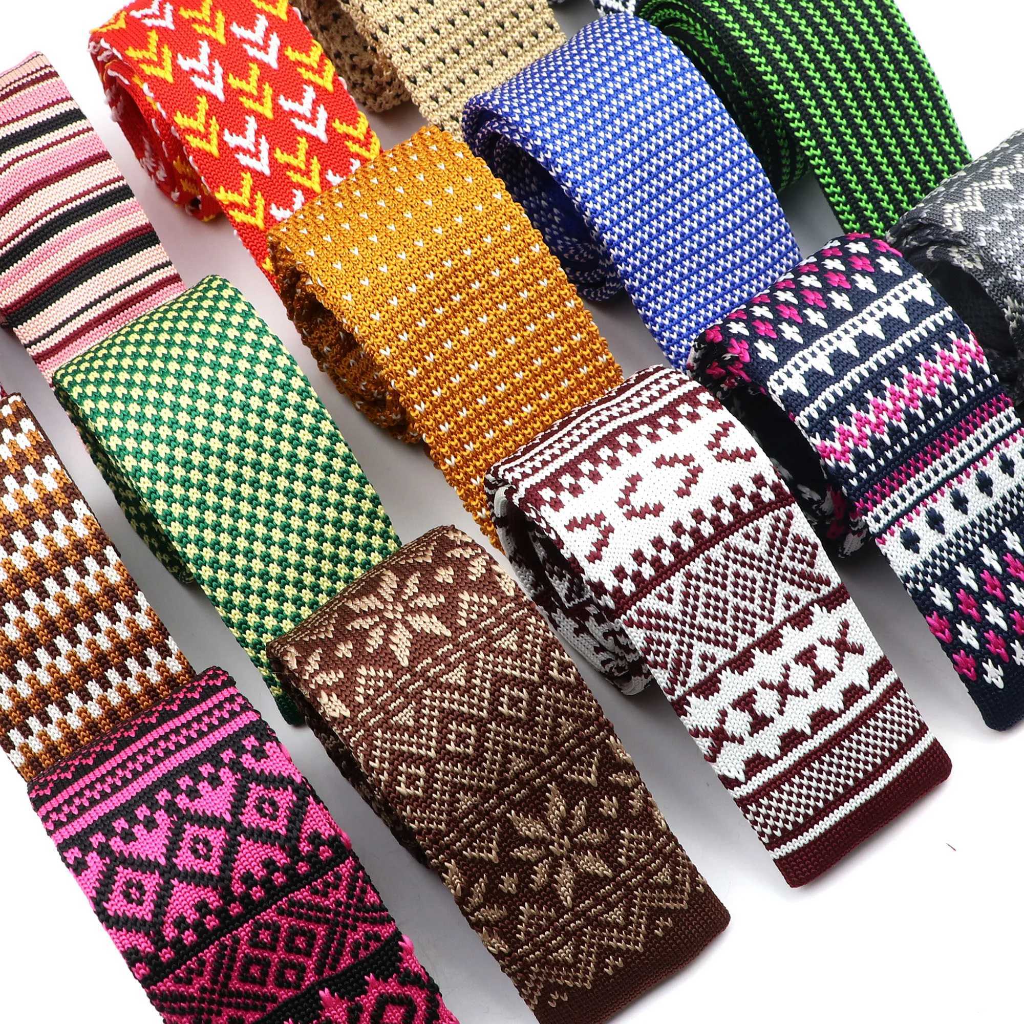Fashion Mens Floral Knit Knitted Tie Colourf Tie Necktie Print Striped Narrow Slim Skinny Woven Plain Cravate Narrow Neckties X250407