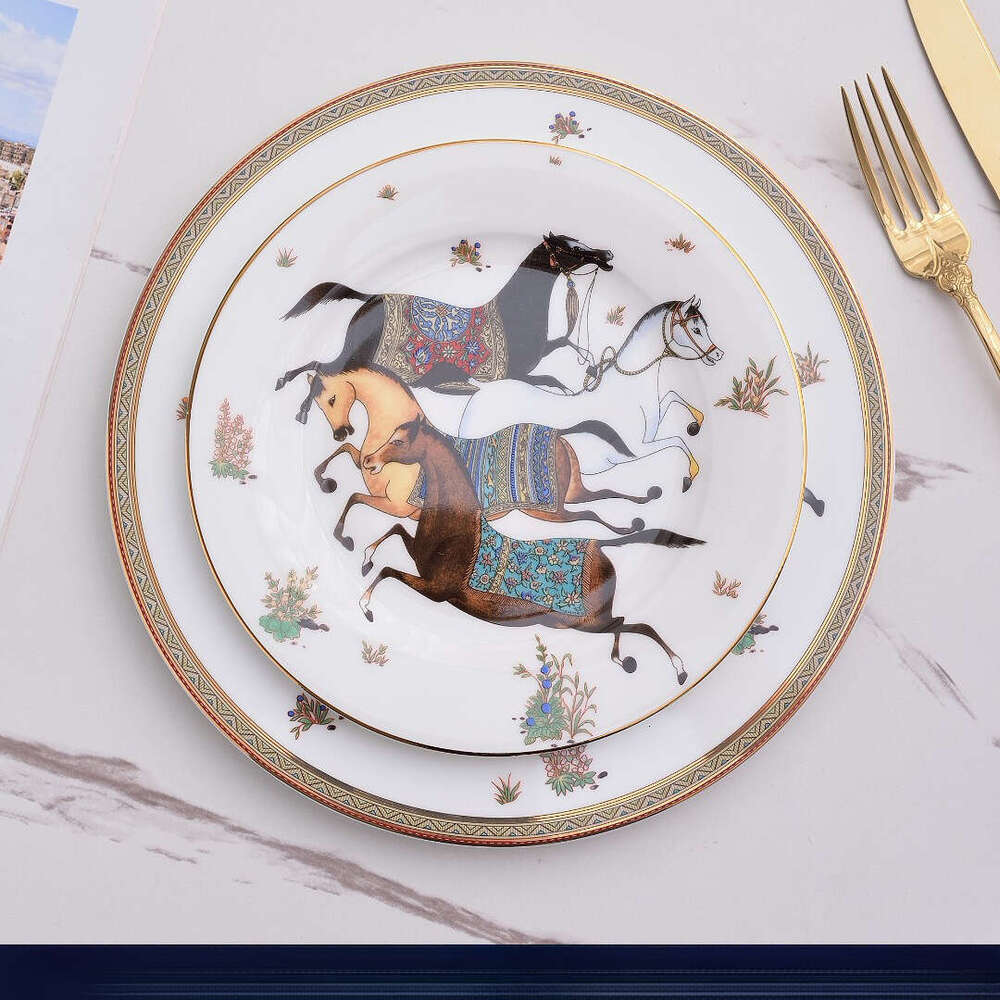 Cross-Border Bone China Western High-End Hotel Steak Flat Plate B2